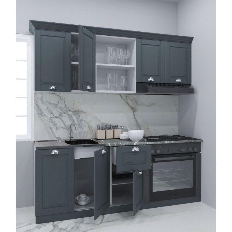 Mobilier Bucătărie MDF Set Square 180cm Antracit