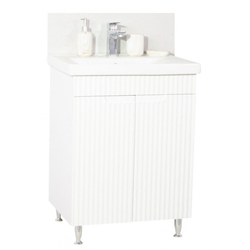 Set Bază cu Lavoar și Oglindă 60cm Alb