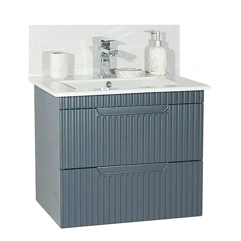 Set Bază Suspendat cu Lavoar și Oglindă 60cm Antracit