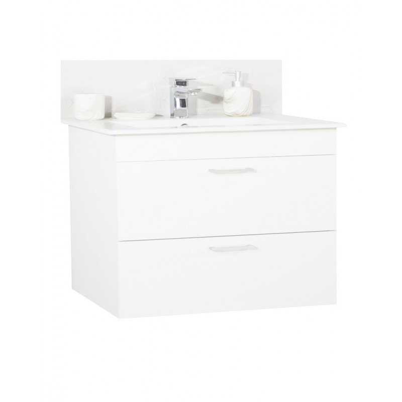 Set Bază Suspendat cu Lavoar și Oglindă 80cm Alb